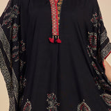 Orna Black Printed Rayon Kaftan for Women