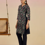 Karwan Fully Embroidered Midnight Black Straight long Kurta Set