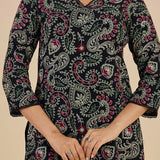 Karwan Fully Embroidered Midnight Black Straight long Kurta Set