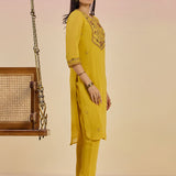 Daisy Yellow Kurta Set With Embroidery