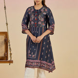 Charmi Grey Printed Satin Kurta for Women