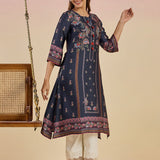 Charmi Grey Printed Satin Kurta for Women
