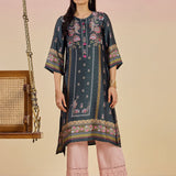 Charmi Mint Green Printed Satin Kurta for Women