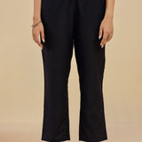 Ibadat Black Embroidered V-neck Straight Long Kurta Set