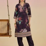 Svasti Purple Floral Printed Viscose Co-ord Set