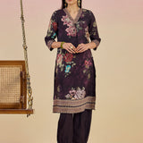 Svasti Purple Floral Printed Viscose Co-ord Set