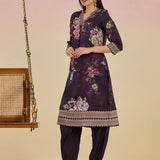 Svasti Purple Floral Printed Viscose Co-ord Set