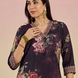 Svasti Purple Floral Printed Viscose Co-ord Set