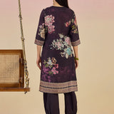 Svasti Purple Floral Printed Viscose Co-ord Set