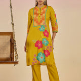 Sameera Mustard Printed Viscose Co-ord Set for Women
