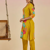 Sameera Mustard Printed Viscose Co-ord Set for Women