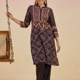 Aashna Chocolate Brown Printed Shantoon Kurta Set for Women