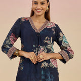 Svasti Dark Blue Floral Printed Viscose Co-ord Set