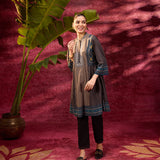 Lia Dark Teal Embroidered Cotton Modal Designer Kurta for Women