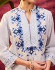 Gulbahar Powder Blue Embroidered Kurta for Women