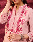 Gulbahar Light Pink Embroidered Kurta for Women