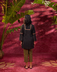 Bahaar Black Embroidered Sheer Top for Women