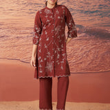 Marius Maroon Embroidered Chanderi Co-ord Set