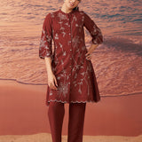 Marius Maroon Embroidered Chanderi Co-ord Set