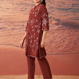 Marius Maroon Embroidered Chanderi Co-ord Set
