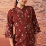 Marius Maroon Embroidered Chanderi Co-ord Set