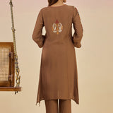Ruqayya Gold  Abstract Embroidered Asymmetric A-line Long Kurta Set