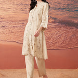 Marius Beige Embroidered Chanderi Co-ord Set