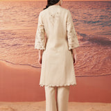 Marius Beige Embroidered Chanderi Co-ord Set