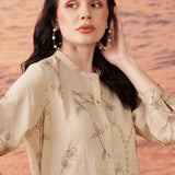 Marius Beige Embroidered Chanderi Co-ord Set