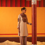 Ivory Woollen Kurti for Women with Thread Work and Sequins
