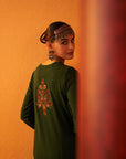 Sage Green Embroidered Woollen Kurti for Women