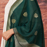 Harnaaz Midnight Green Chanderi Dupatta for Women