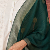 Harnaaz Midnight Green Chanderi Dupatta for Women
