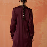 Trisha Maroon Embroidered Satin Kurti for Women