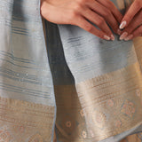 Harnaaz Blue Chanderi Dupatta for Women