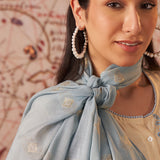Harnaaz Blue Chanderi Dupatta for Women