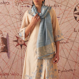 Harnaaz Blue Chanderi Dupatta for Women