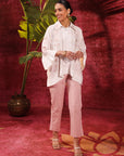 Laira Ivory Embroidered Tencel Shirt for Women