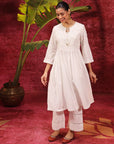 Chandni Ivory Embroidered Crinkled Viscose Georgette Designer Dress for Women