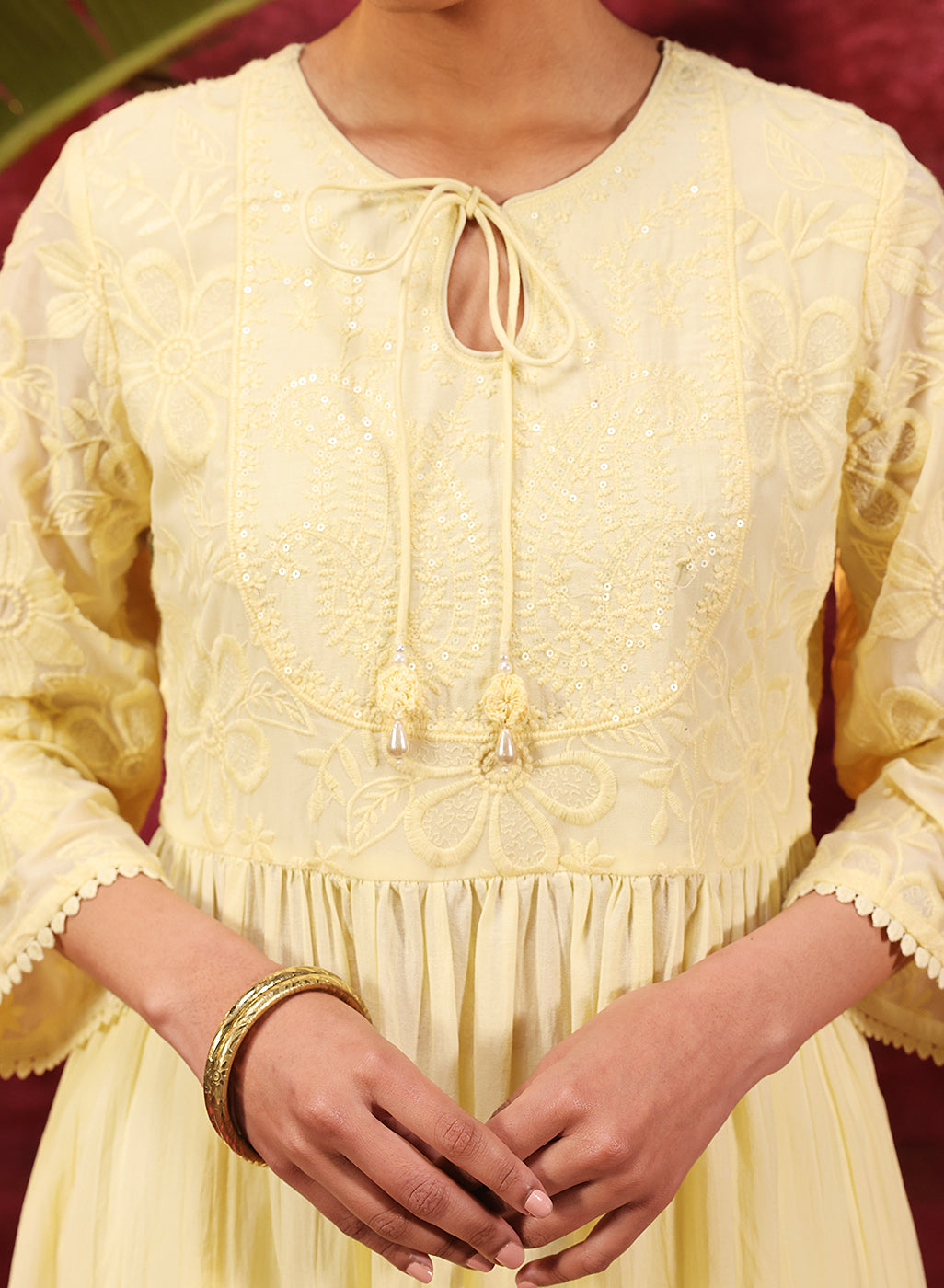 Chandni Butter Embroidered Crinkled Viscose Georgette Designer Dress for Women