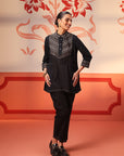 Meerab Black Embroidered Cotton Top for Women
