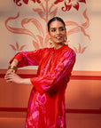 Jasmine Red Printed Crepe Tunic Set for Women