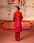 Jasmine Red Printed Crepe Tunic Set for Women