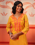 Jannat Sunshine Embroidered Cotton Linen Designer Kurta Set