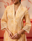 Printed Alayana Mango Embroidered Cotton Linen Designer Kurta Set
