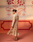 Rang Ivory Printed Viscose Silk Designer Dress for Women