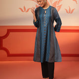 Laiba Dark Teal Printed Kurta for Women