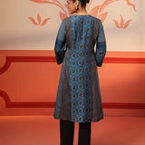 Laiba Dark Teal Printed Kurta for Women