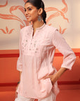 Naisha Salmon Pink Embroidered Top for Women