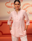 Naisha Salmon Pink Embroidered Top for Women